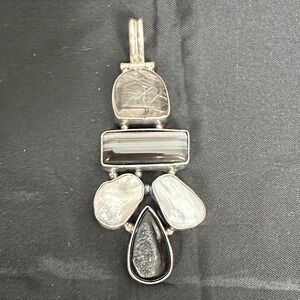 Artisan 925 Sterling Silver 925 Multi Stone Statement Pendant Boho